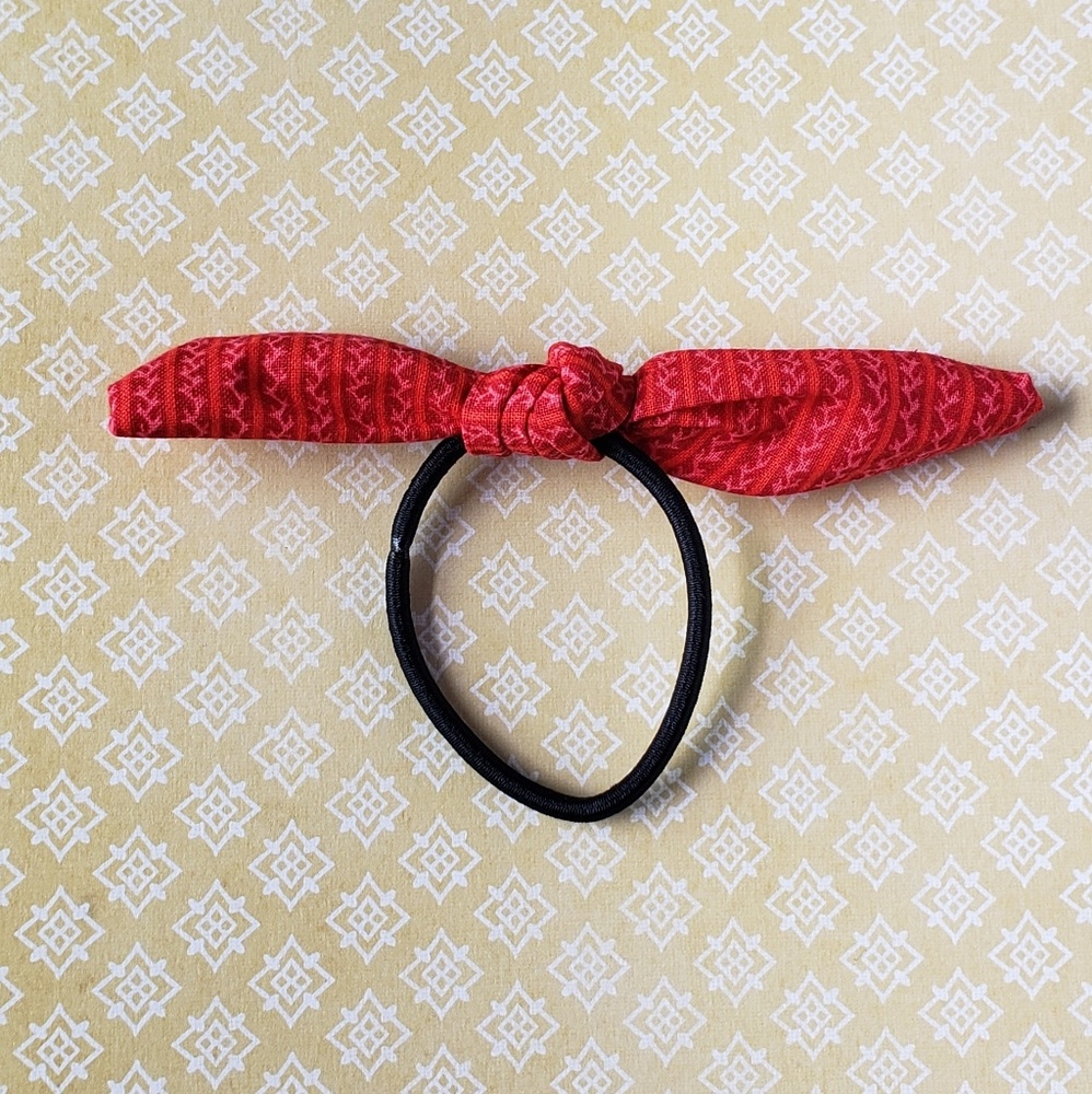 Red Striped Hair Bow